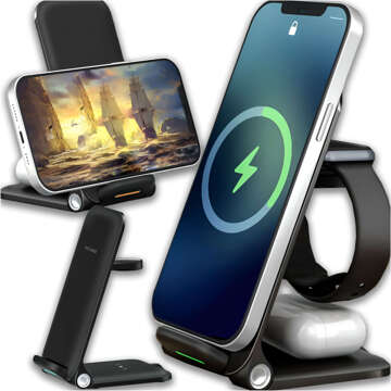 Індукційний зарядний пристрій Alogy 3in1 QI для Apple iPhone, Airpods, Watch 15W 3W Black