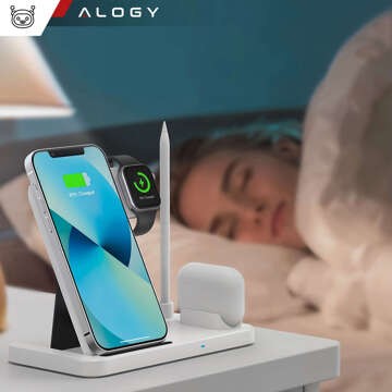 Індукційний зарядний пристрій Qi 4in1 Alogy для Apple iPhone / Watch / AirPods / Pen White