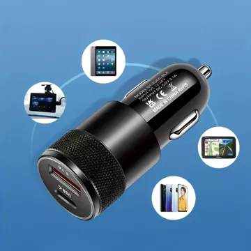 Автомобільна зарядка Alogy для автомобіля USB-C Type C USB 3.1A Black