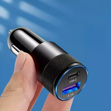 Автомобільна зарядка Alogy для автомобіля USB-C Type C USB 3.1A Black