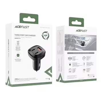 Автомобільний зарядний пристрій Acefast 66W 2x USB Type C / USB, PPS, Power Delivery, Quick Charge 4.0, AFC, FCP, SCP black (B3 black)