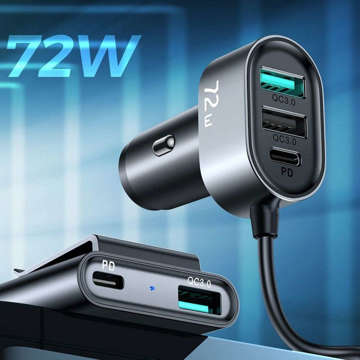 Автомобільний зарядний пристрій Joyroom JR-CL05 3x USB 2x USB-C 1,5 м 72 Вт чорний