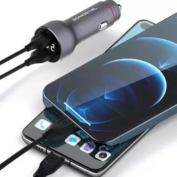 Автомобільний зарядний пристрій Somostel SMS-A89 Quick Charge QC 3.0 30 Вт, алюміній, 2 USB, чорний