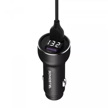 Автомобільний зарядний пристрій Somostel SMS-A89 Quick Charge QC 3.0 30 Вт, алюміній, 2 USB, чорний