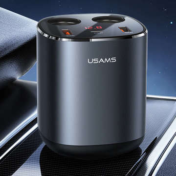 Автомобільний зарядний пристрій USAMS розетка прикурювача 2x USB 1x USB-C 245W сірий