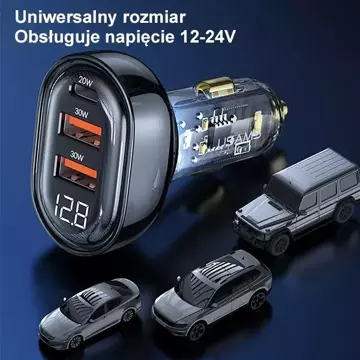 Автомобільний зарядний пристрій USAMS 2xUSB 1xUSB-C 80W Fast Charge синій/синій CC159CC02 (US-CC159)