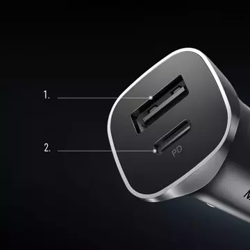 Автомобільний зарядний пристрій Ugreen USB Type C / USB 24W Power Delivery Quick Charge сірий (30780)