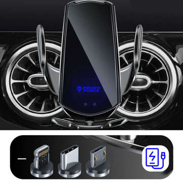 Автомобільний тримач для телефону Qi charger 15W 4-7 inch X10 автомат для автомобіля на лобове скло борт картатий чорний