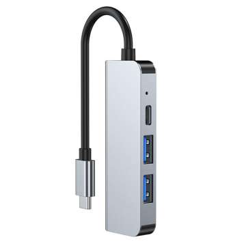 Адаптер концентратора 2x USB-A HDMI USB-C V2-HUB 4w1 USB-C сірий