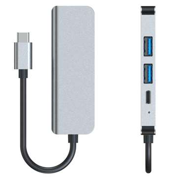 Адаптер концентратора 2x USB-A HDMI USB-C V2-HUB 4w1 USB-C сірий