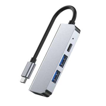 Адаптер концентратора 2x USB-A HDMI USB-C V2-HUB 4w1 USB-C сірий