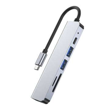 Адаптер концентратора USB V4-HUB 6w1 USB-C сірий