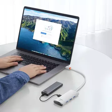 Адаптер Baseus Lite Series HUB USB Type C - 4x USB 3.0 25 см білий (WKQX030302)