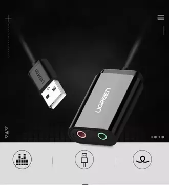 Адаптер UGREEN зовнішня USB музична звукова карта - 3.5 мм mini jack 15см чорний (30724)