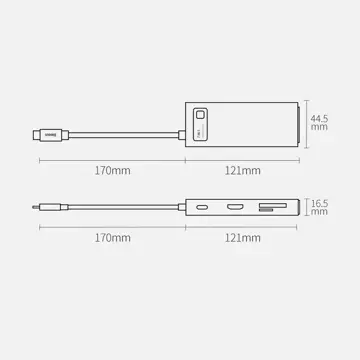 Багатофункціональний USB HUB 7in1 Type C HDMI TF PD Card Reader Baseus Metal Gleam Series сірий (WKWG020113)