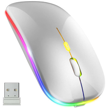 Бездротова миша Silent Slim Mouse Alogy з RGB LED підсвічуванням для планшетного ноутбука Silver