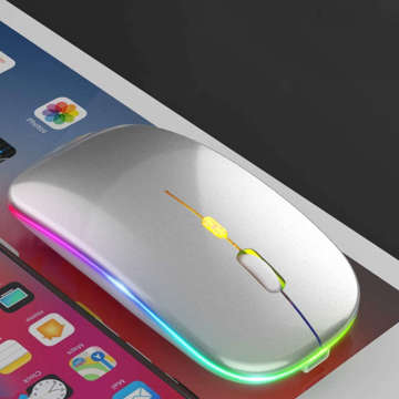 Бездротова миша Silent Slim Mouse Alogy з RGB LED підсвічуванням для планшетного ноутбука Silver