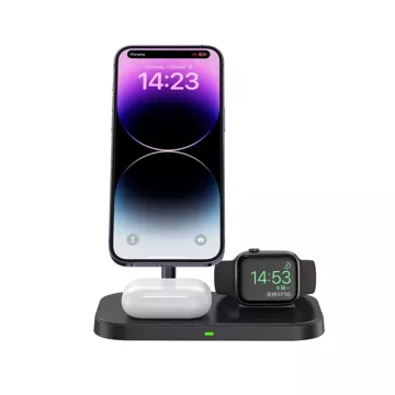 Бездротовий індуктивний зарядний пристрій QI15W-A22 3IN1 Magnetic MagSafe Wireless Charger Black для iPhone/AirPods/Watch White