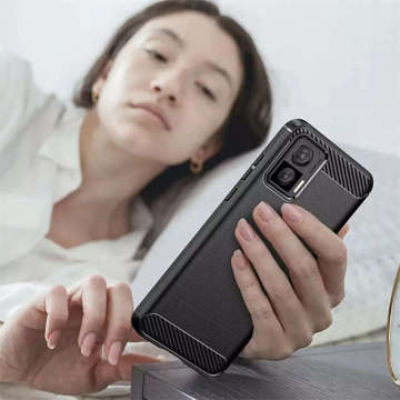 Броньований захисний чохол TPU Carbon Case корпус для Motorola Edge 30 Neo black Glass Hofi