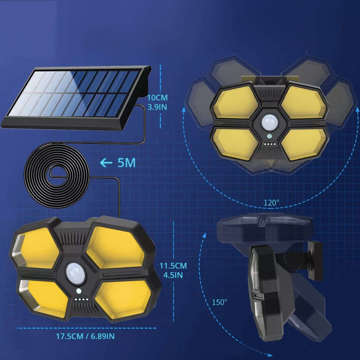 Водонепроникна сонячна лампа 180 COB LED з датчиком руху PIR Pilot