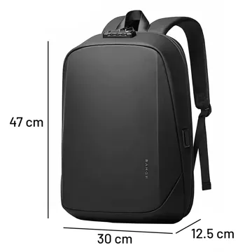 Водонепроникний рюкзак Bange для ноутбука 15.6" Travel 47x30x12.5 cm for Work School Airplane Men's Women's USB Anti-theft TSA Code Black