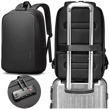 Водонепроникний рюкзак Bange для ноутбука 15.6" Travel 47x30x12.5 cm for Work School Airplane Men's Women's USB Anti-theft TSA Code Black