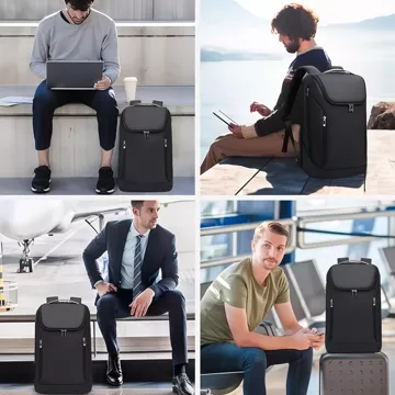 Водонепроникний рюкзак Bange сумка для ноутбука 15.6" city traveler 48x31x16 см для роботи шкільний літак чоловічий жіночий з портом USB Black