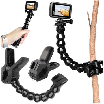 Гнучкий подовжувач штатива Alogy 2-в-1 для екшн-камери GoPro, настільний затиск, кріплення на поручень для велосипеда, чорний