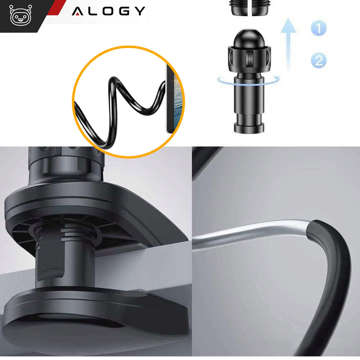 Гнучкий тримач для телефону, планшета 7" Alogy Flexible Arm for desktop flexible arm black