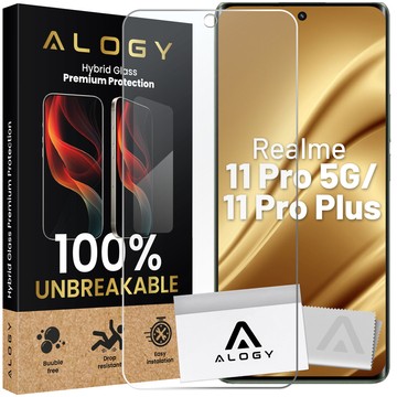 Гібридне скло для Realme 11 Pro 5G / Pro Plus Захисне покриття для екрана Alogy Flexi Glass 9H Case Зручна кришка з плоским екраном