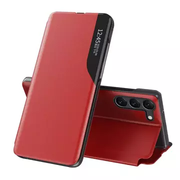 Екошкіра View Case для Samsung Galaxy S23 Plus з відкидною підставкою червоного кольору