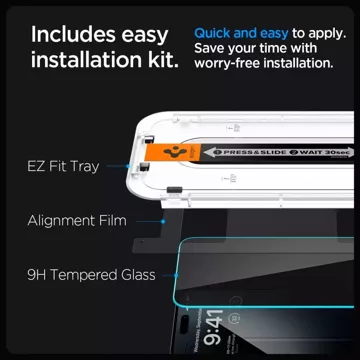 Загартоване скло Spigen Glas.tR "Ez Fit" для Apple iPhone 15 Privacy