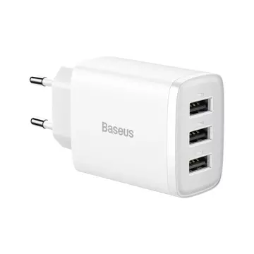 Зарядний пристрій Baseus Compact 3x USB 17W білий (CCXJ020102)