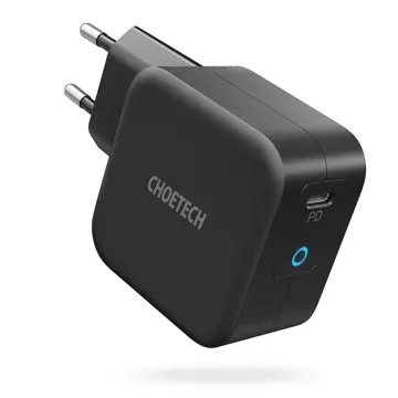 Зарядний пристрій Choetech GaN USB Type C 60W Power Delivery USB Type C - кабель USB Type C 1,8 м чорний (Q6006)