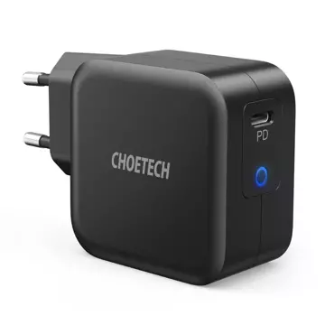 Зарядний пристрій Choetech GaN USB Type C 60W Power Delivery USB Type C - кабель USB Type C 1,8 м чорний (Q6006)