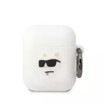 Захисний чохол для навушників Karl Lagerfeld KLA2RUNCHH для Apple AirPods 1/2 cover white/white Silicone Choupette Head 3D