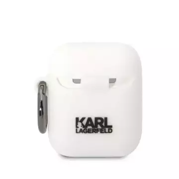 Захисний чохол для навушників Karl Lagerfeld KLA2RUNCHH для Apple AirPods 1/2 cover white/white Silicone Choupette Head 3D