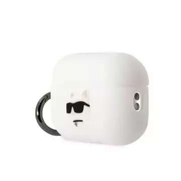 Захисний чохол для навушників Karl Lagerfeld KLAP2RUNCHH для Apple AirPods Pro 2 cover white/white Silicone Choupette Head 3D