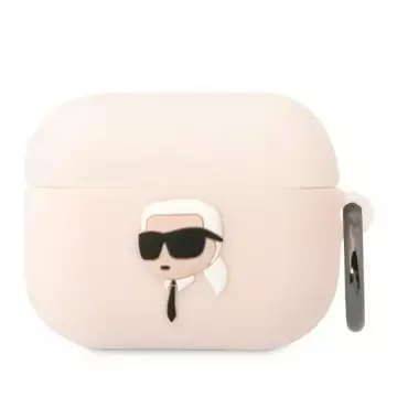 Захисний чохол для навушників Karl Lagerfeld KLAPRUNIKP for Apple AirPods Pro cover рожевий/рожевий Silicone Karl Head 3D