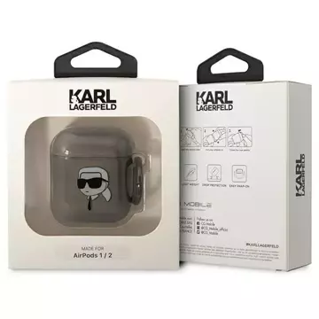Захисний чохол для навушників Karl Lagerfeld for AirPods 1/2 cover black/black Karl`s Head