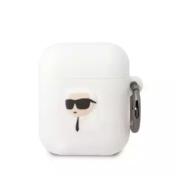 Захисний чохол для навушників Karl Lagerfeld for AirPods 1/2 cover white/white Silicone Karl Head 3D