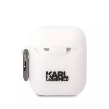 Захисний чохол для навушників Karl Lagerfeld for AirPods 1/2 cover white/white Silicone Karl Head 3D