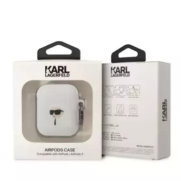 Захисний чохол для навушників Karl Lagerfeld for AirPods 1/2 cover white/white Silicone Karl Head 3D