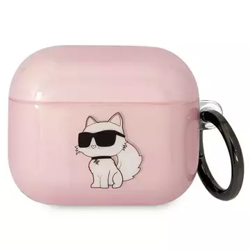 Захисний чохол для навушників Karl Lagerfeld for Airpods 3 cover pink/pink Ikonik Choupette