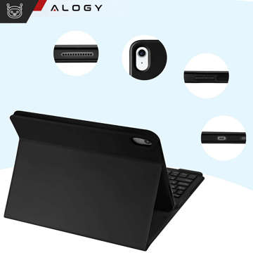 Захисний чохол з бездротовою клавіатурою Alogy Keyboard Case with Stylus Holder для Apple iPad 10.9 2022 Чорне скло