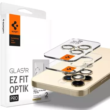 Захист камери із загартованого скла Spigen Optik.Tr "EZ FIT" Camera Protector 2-PACK for Apple iPhone 14 Pro / 14 Pro Max GOLD