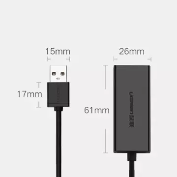 Зовнішня мережева карта UGREEN RJ45 - USB 2.0 100 Mbps Ethernet black (CR110 20254)