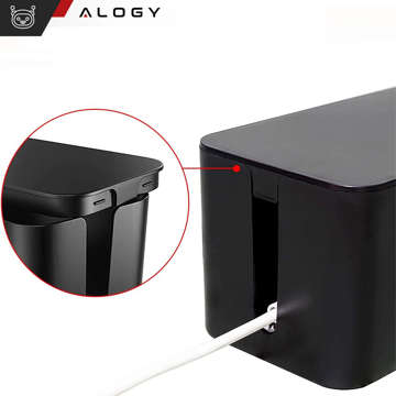 Кабельний органайзер настільний підлоговий контейнер-коробка для кабельних планок Alogy Box S 23 см чорний