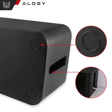 Кабельний органайзер настільний підлоговий контейнер-коробка для кабельних планок Alogy Box S 23 см чорний