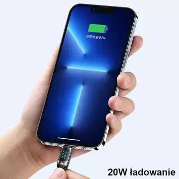 Кабель з опліткою USAMS U78 USB-C до Lightning LED 1,2 м 20 Вт PD Fast Charge чорний/чорний SJ545USB01 (US-SJ545)